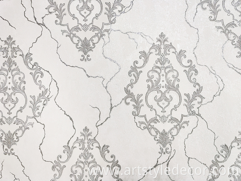 Embossed Damask Vinyl Wallpaper